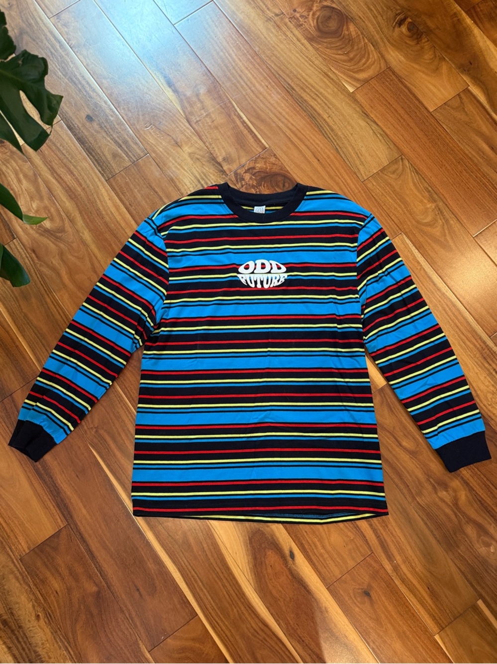 Odd Future Blue Black Red Yellow Striped Long Sleeve Tee